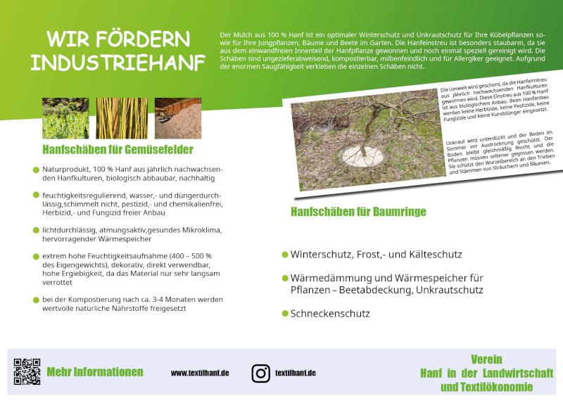 Infotafel für Hanf im Gartenbau - Verein Hanf in der Landwirtschaft und Textilökonomie